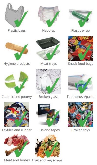 What can go in general waste chart