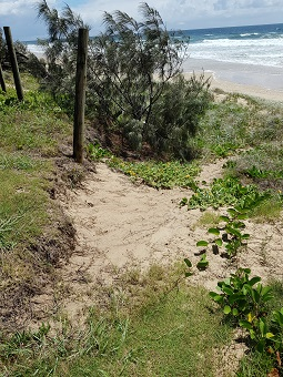 Foreshore neighbour private beach access trampling erosion