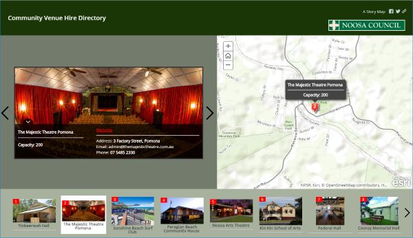 Screenshot of venue hire directory