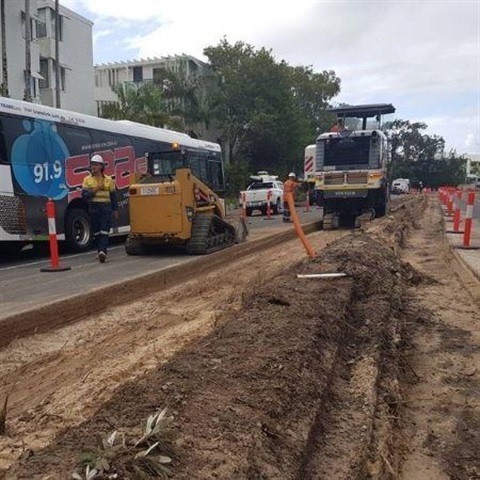 Picture showing work underway on the Noosa Parade upgrade