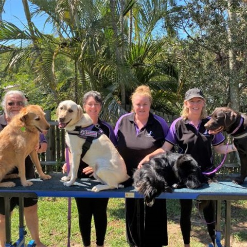 Pictured is the team from PTSD Dogs Australia, which received a community grant for dog training equipment.