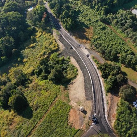 Aerial photograph of Black Mountain Road repairs