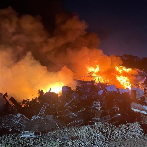 Fire burning at the Resource Recovery Centre