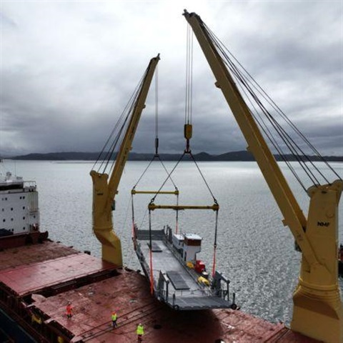 New ferry being lifted