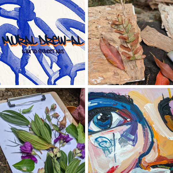 collage of art workshops for kids and teens