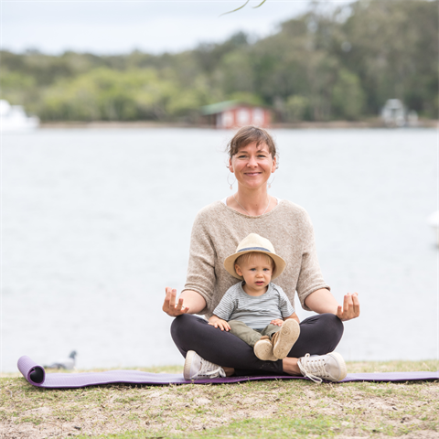 Mum and baby meditating