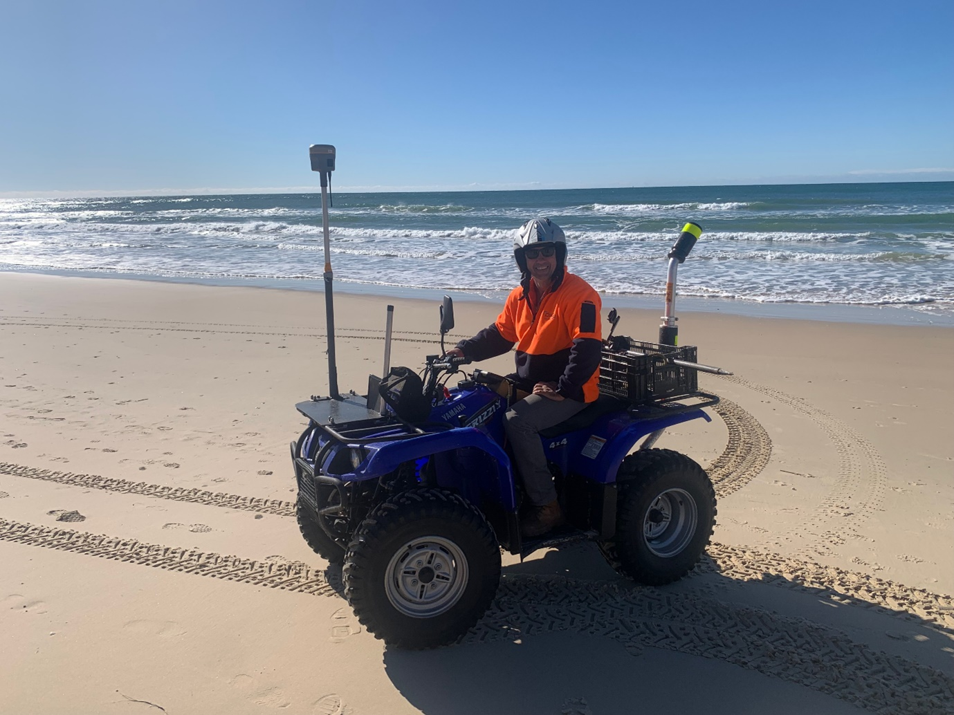 AtV with RTK-GPS unit surveying the Eastern Beaches