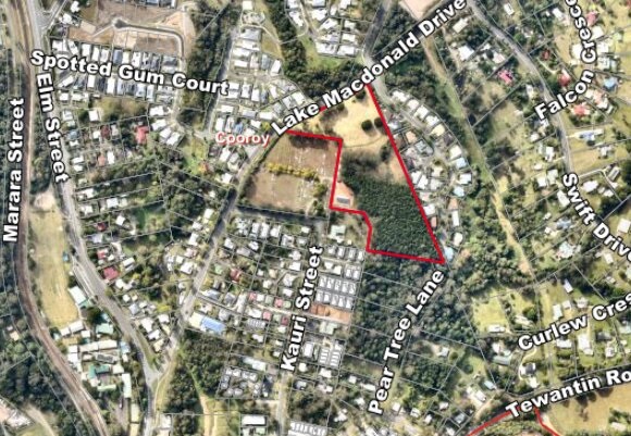 Aerial map showing 62 lake macdonald drive