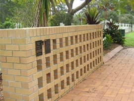 Niche wall with bronze plaque