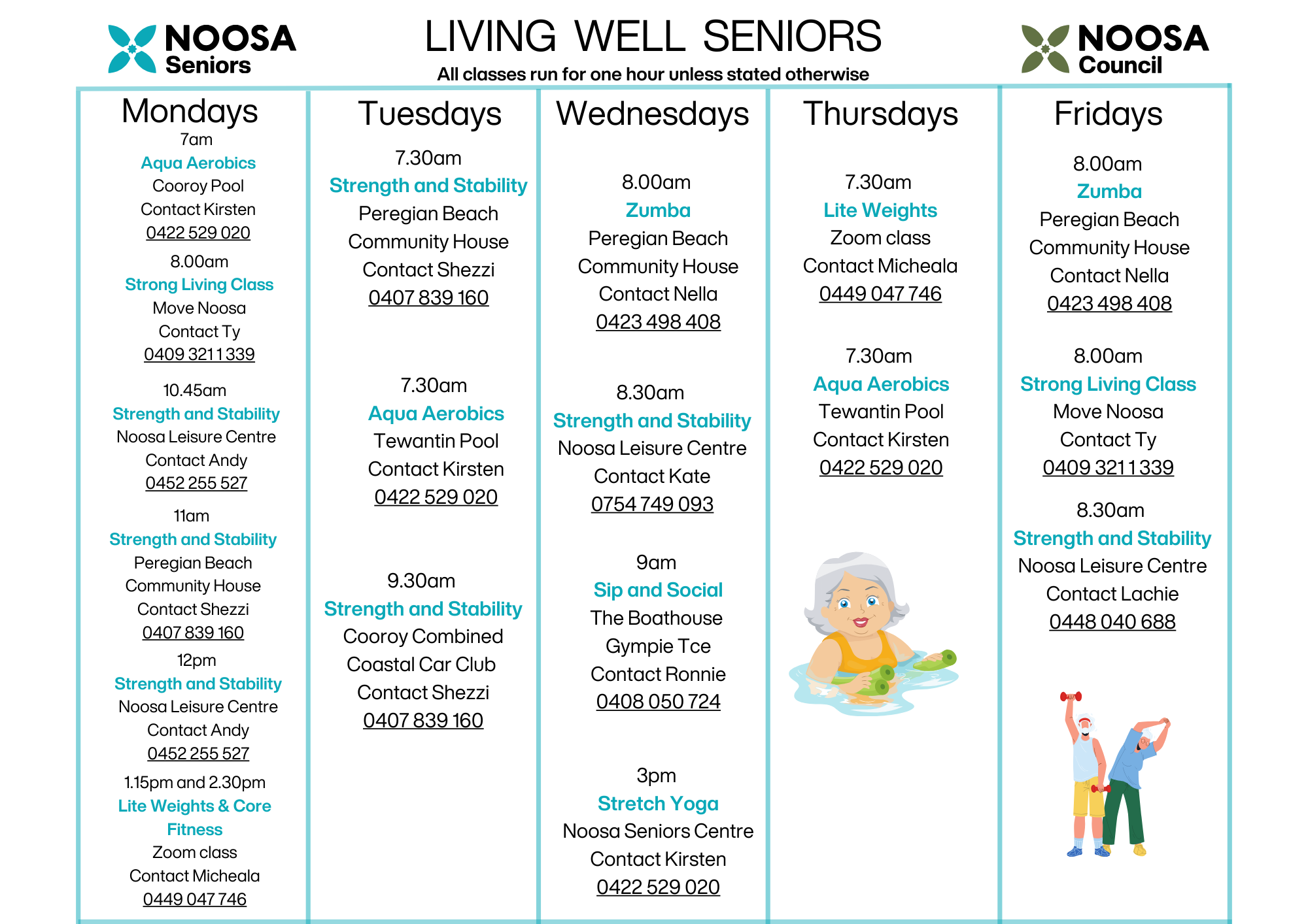 Noosa Seniors calendar