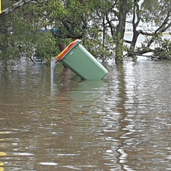 Square newstile flood bin flooded bins disaster